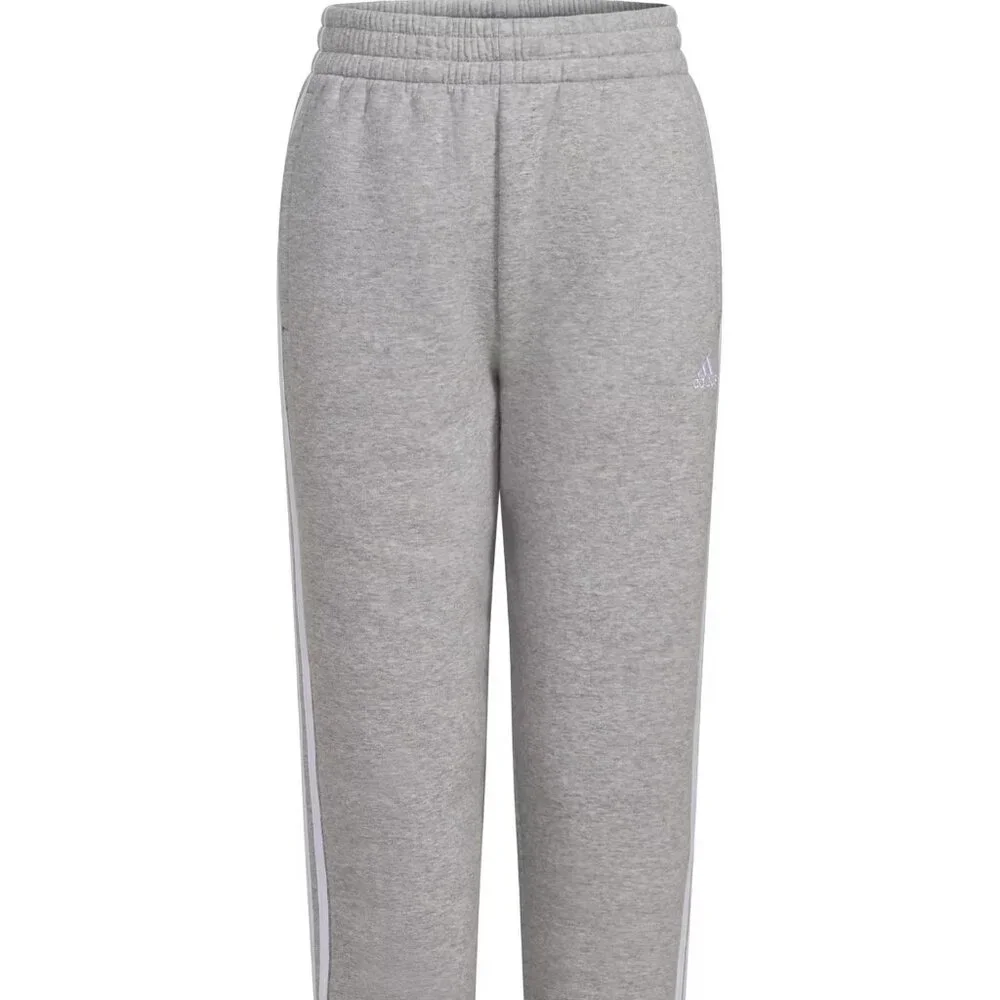 NWT adidas Girls' Elastic Waistband 3-Stripe Cotton Fleece Joggers - Picture 7 of 8
